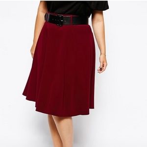 Asos Curve Wine Red A-Line Skirt